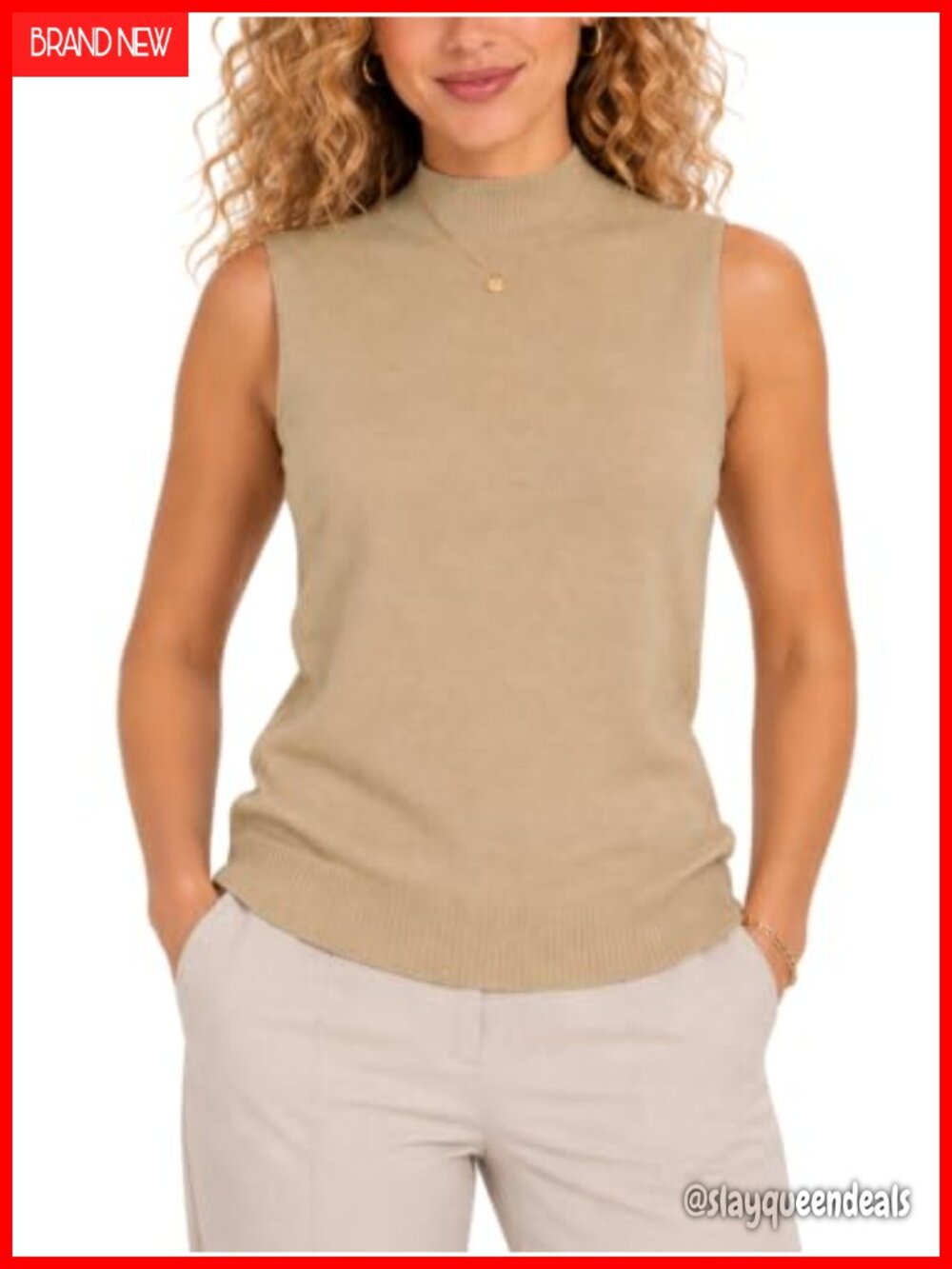 Sleeveless Mock Neck Sweater Vest Womens Knit Tank Top Layer